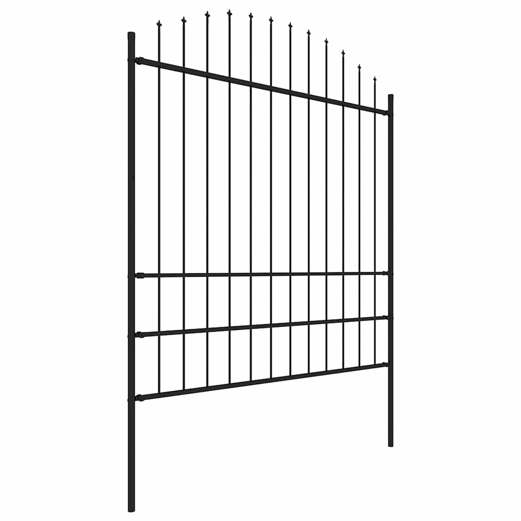 vidaXL Garden Fence with Spear Top Steel 504x200 cm Black 3