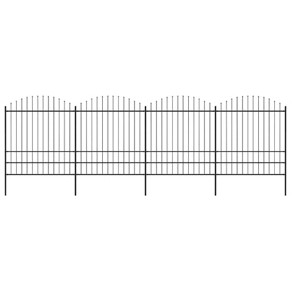 Garden Fence with Spear Top Steel 337x200 cm Black Height 175-200 cm 671 cm