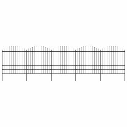 Garden Fence with Spear Top Steel 337x200 cm Black Height 175-200 cm 838 cm