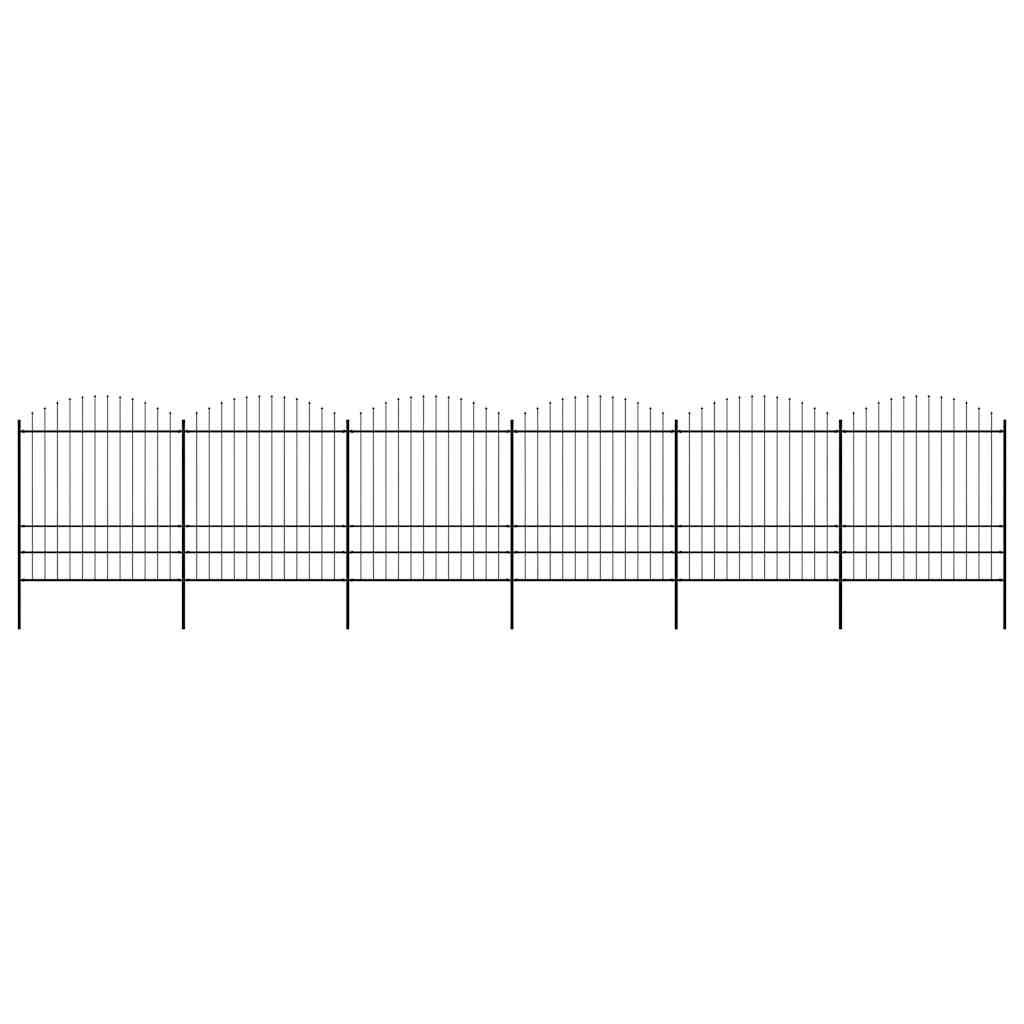 Garden Fence with Spear Top Steel 337x200 cm Black Height 175-200 cm 1005 cm