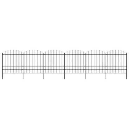 Garden Fence with Spear Top Steel 337x200 cm Black Height 175-200 cm 1005 cm