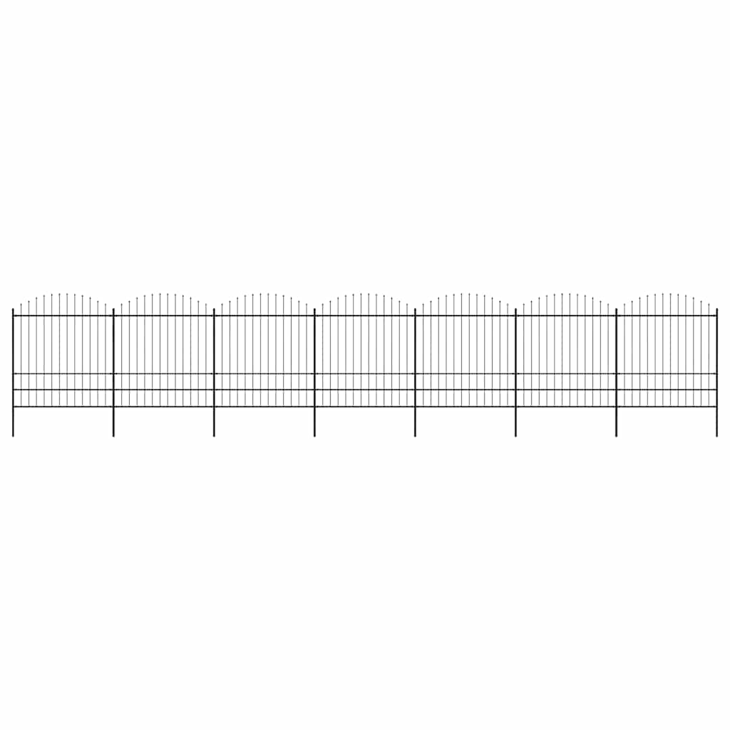 Garden Fence with Spear Top Steel 337x200 cm Black Height 175-200 cm 1172 cm