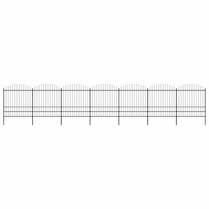 Garden Fence with Spear Top Steel 337x200 cm Black Height 175-200 cm 1172 cm