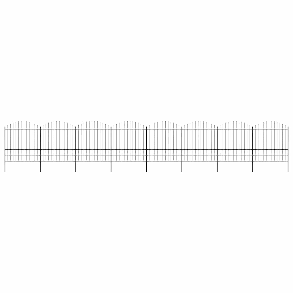 Garden Fence with Spear Top Steel 337x200 cm Black Height 175-200 cm 1339 cm