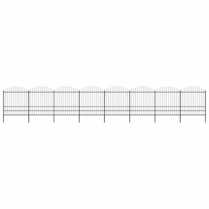 Garden Fence with Spear Top Steel 337x200 cm Black Height 175-200 cm 1339 cm