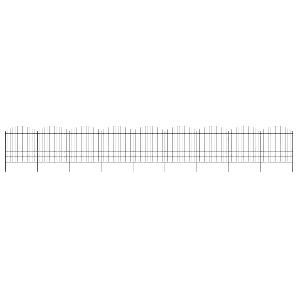 Garden Fence with Spear Top Steel 337x200 cm Black Height 175-200 cm 1506 cm