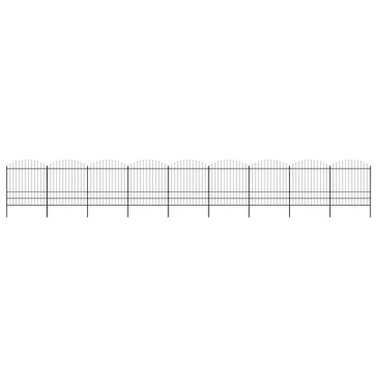 Garden Fence with Spear Top Steel 337x200 cm Black Height 175-200 cm 1506 cm