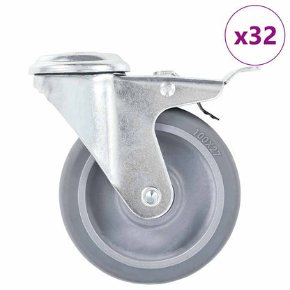 vidaXL 32 pcs Bolt Hole Swivel Casters 100 mm 1