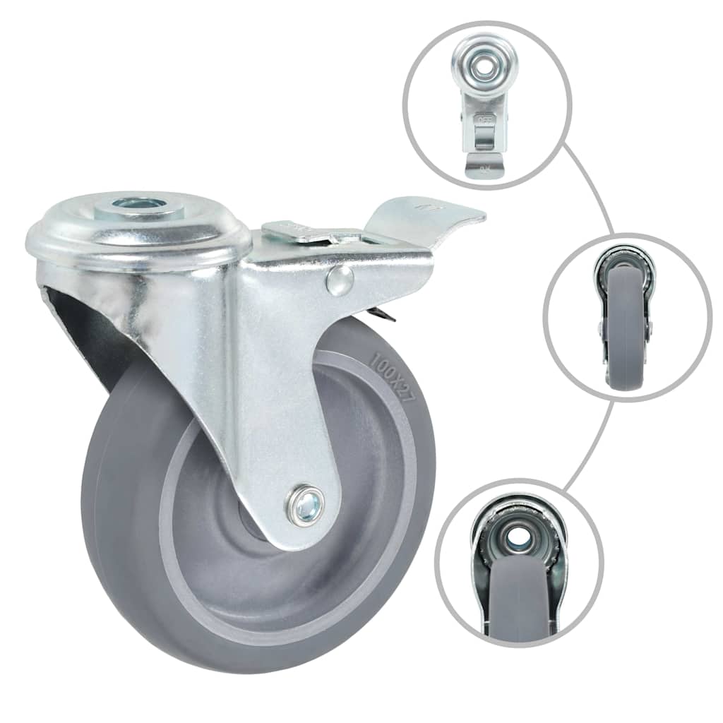 vidaXL 32 pcs Bolt Hole Swivel Casters 100 mm 3