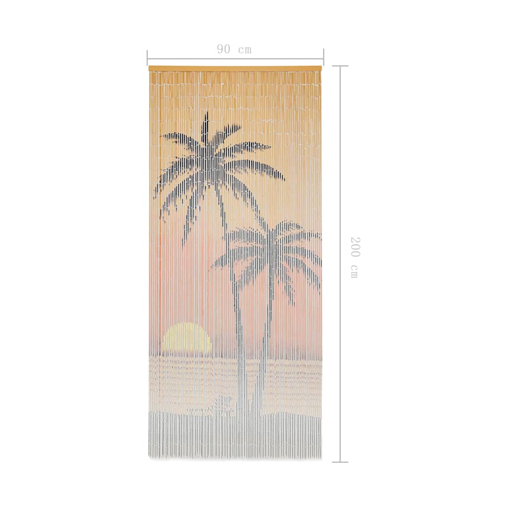 Insect Door Curtain Multicolor Bamboo Width 90 cm Palm tree