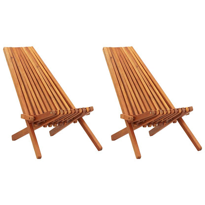 vidaXL Folding Outdoor Lounge Chairs 2 pcs Solid Acacia Wood 1