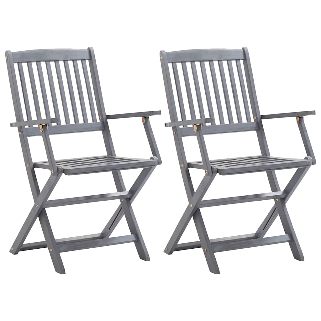 vidaXL Folding Chairs Solid Acacia Wood with Armrest
