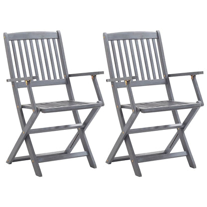 vidaXL Folding Chairs Solid Acacia Wood with Armrest