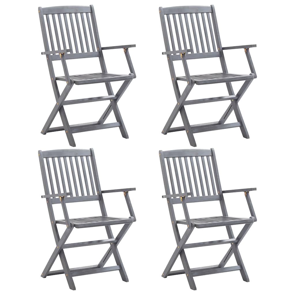 vidaXL Folding Chairs Solid Acacia Wood with Armrest