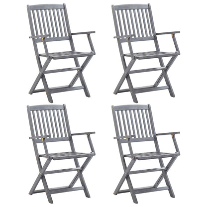 vidaXL Folding Chairs Solid Acacia Wood with Armrest