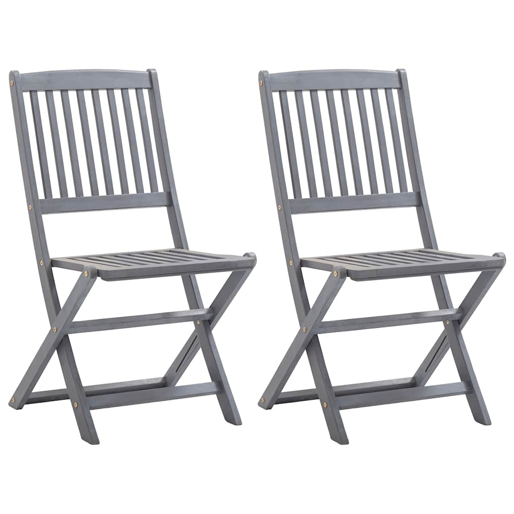 vidaXL Folding Chairs Solid Acacia Wood without Armrest