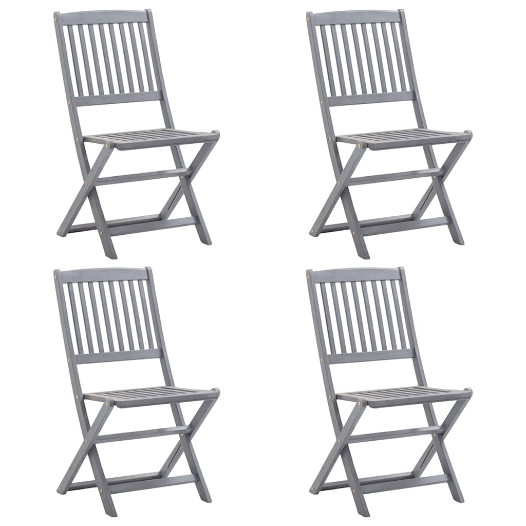 vidaXL Folding Chairs Solid Acacia Wood without Armrest