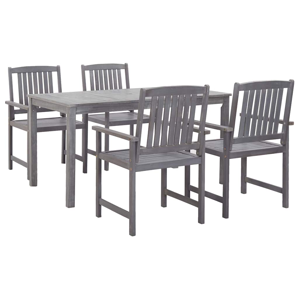 vidaXL 5 Piece Outdoor Dining Set Grey Solid Acacia Wood 1