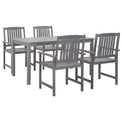 vidaXL 5 Piece Outdoor Dining Set Grey Solid Acacia Wood 1