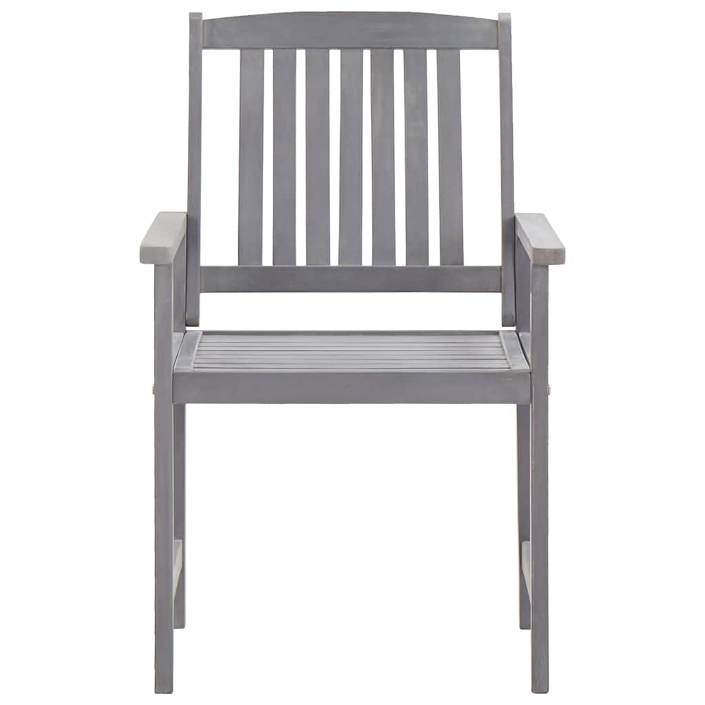 vidaXL 5 Piece Outdoor Dining Set Grey Solid Acacia Wood 6
