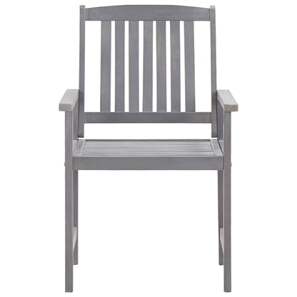 vidaXL 5 Piece Outdoor Dining Set Grey Solid Acacia Wood 6