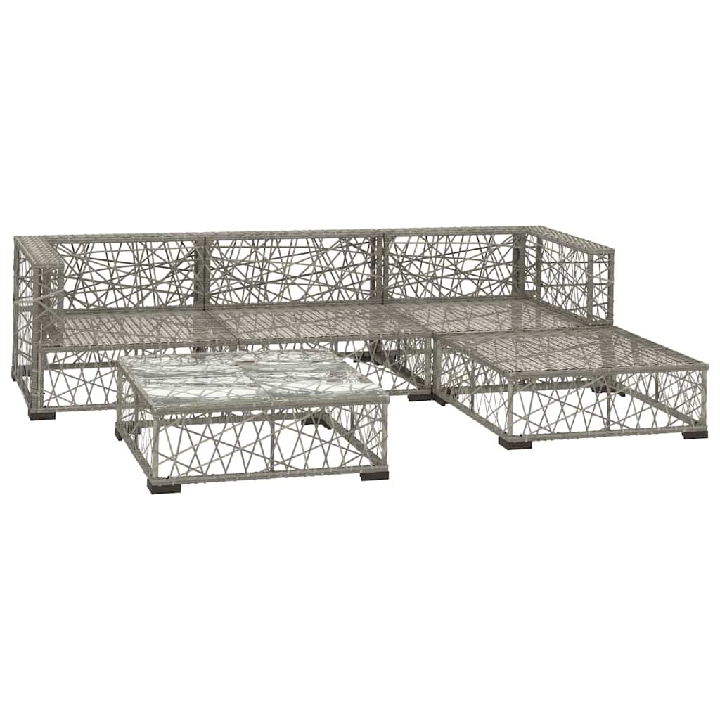 46813 vidaXL 5 Piece Garden Lounge Set with Cushions Poly Rattan Grey 3