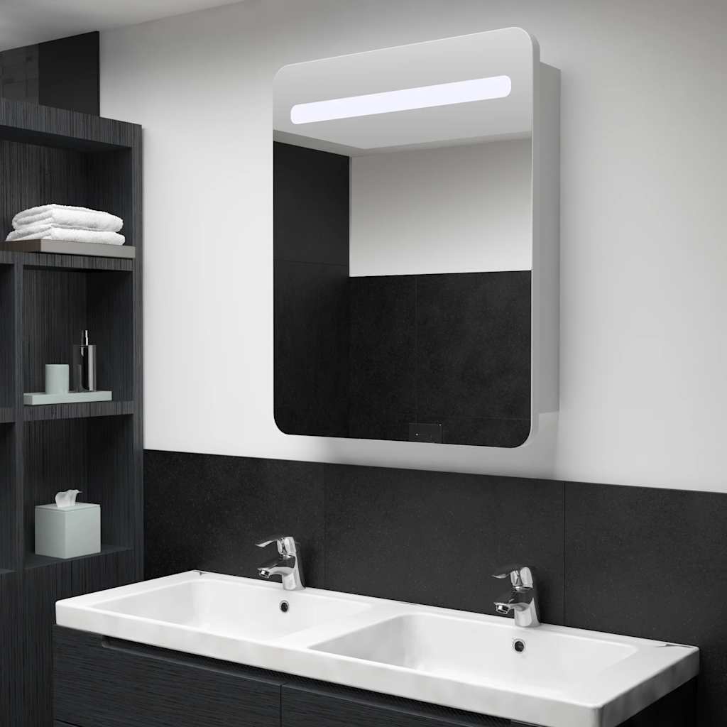 LED Bathroom Mirror Cabinet 60x11x80 cm White and silver