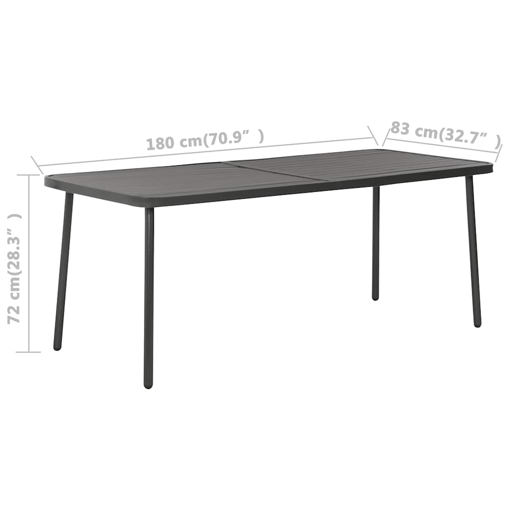 vidaXL Garden Table Dark Grey 180x83x72 cm Steel 6