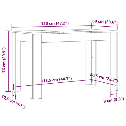 Dining Table 120x60x76 cm Engineered Wood White