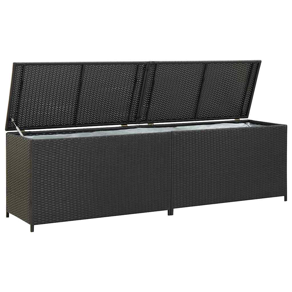 vidaXL Garden Storage Box Poly Rattan 200x50x60 cm Black 3