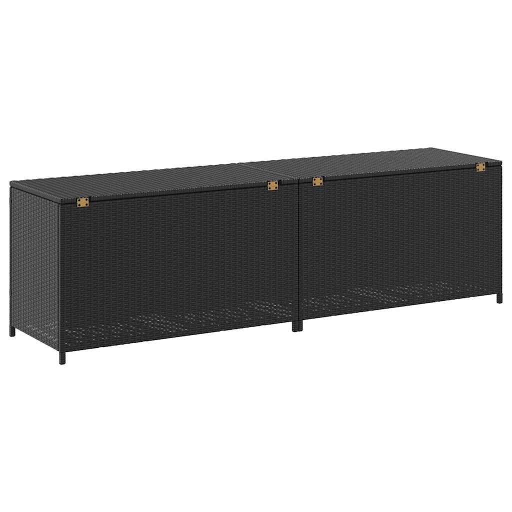 vidaXL Garden Storage Box Poly Rattan 200x50x60 cm Black 6