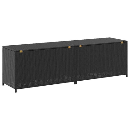 vidaXL Garden Storage Box Poly Rattan 200x50x60 cm Black 6