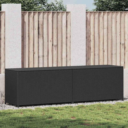 vidaXL Garden Storage Box Poly Rattan 200x50x60 cm Black 1