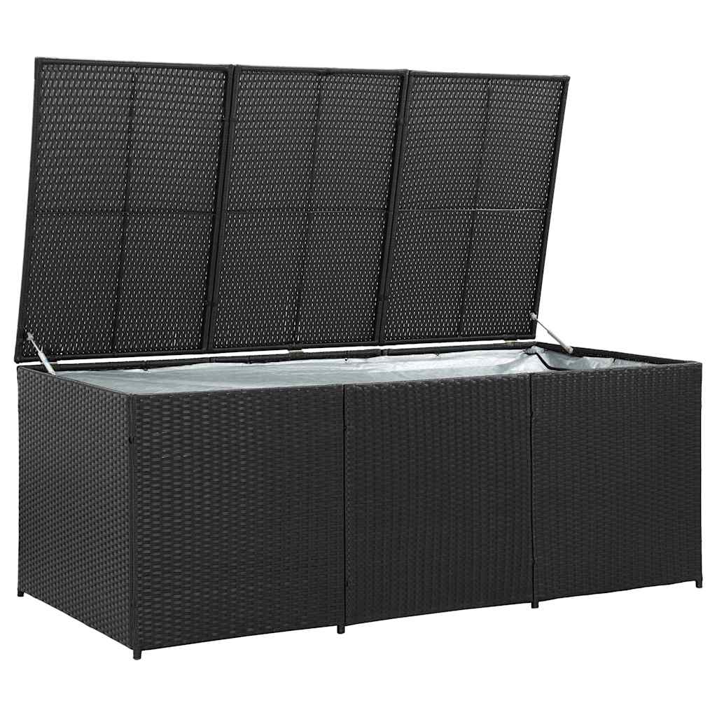 vidaXL Garden Storage Box Poly Rattan 180x90x70 cm Black 3