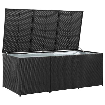vidaXL Garden Storage Box Poly Rattan 180x90x70 cm Black 3