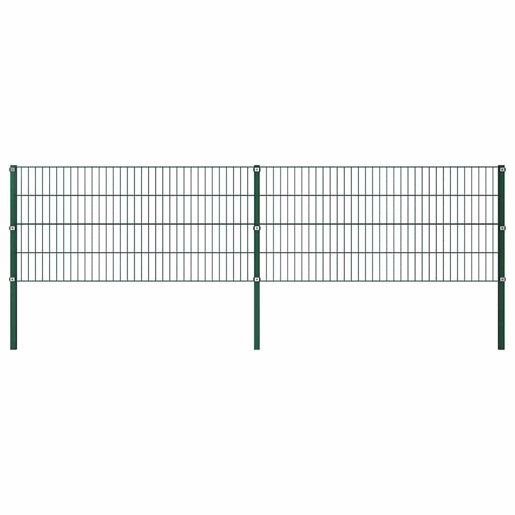 Fence Panel with Posts Iron 349x80 cm Green 349 cm