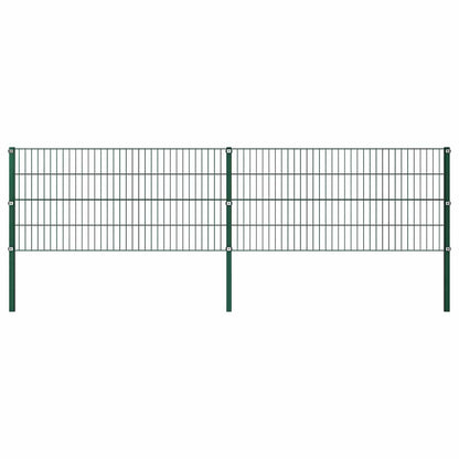 Fence Panel with Posts Iron 349x80 cm Green 349 cm