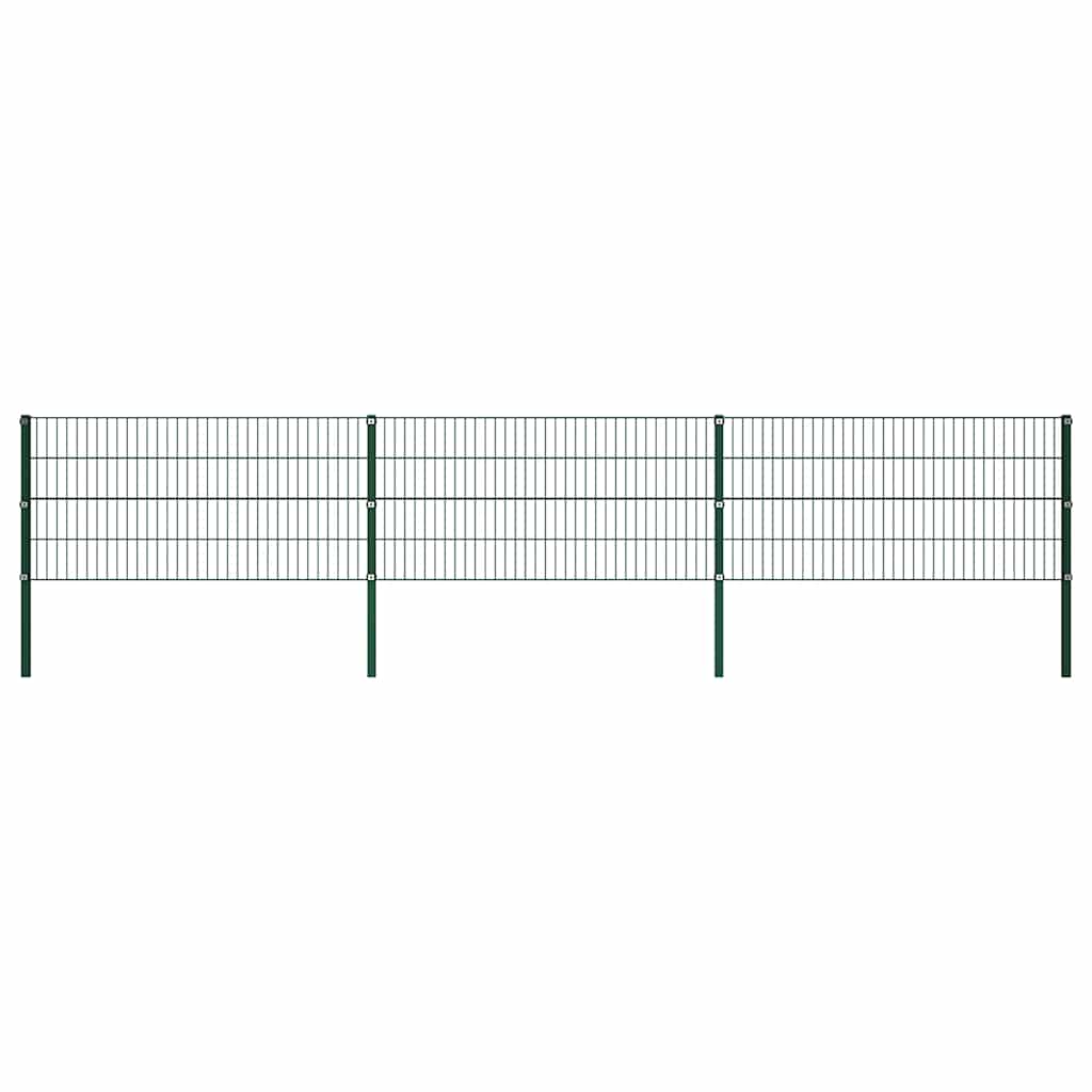 vidaXL Fence Panel with Posts Iron 522x80 cm Green 1