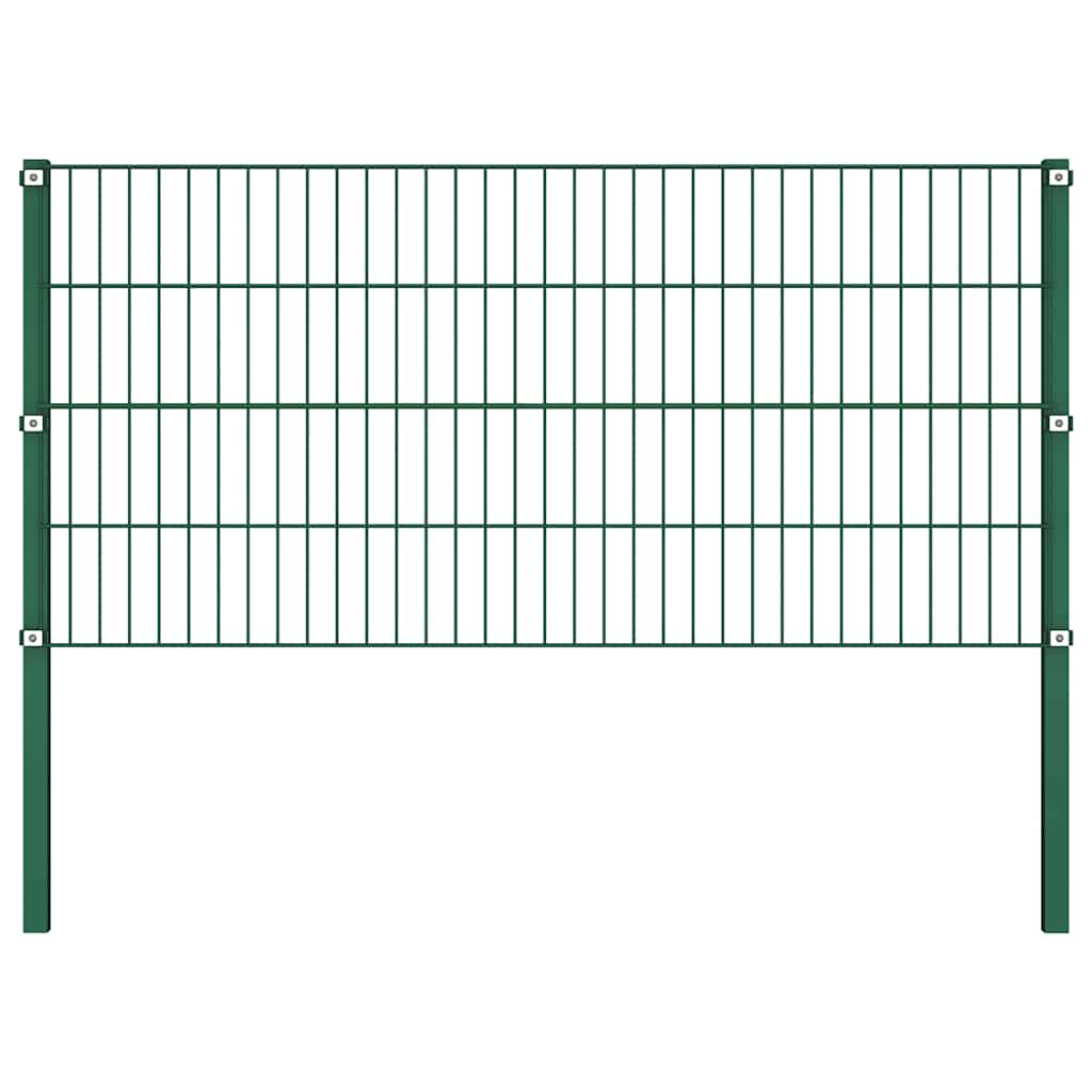 vidaXL Fence Panel with Posts Iron 522x80 cm Green 2