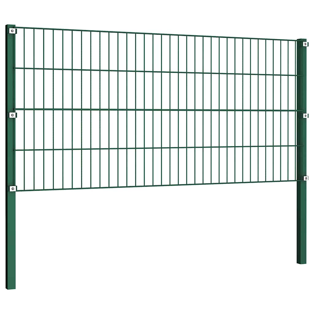 vidaXL Fence Panel with Posts Iron 522x80 cm Green 3