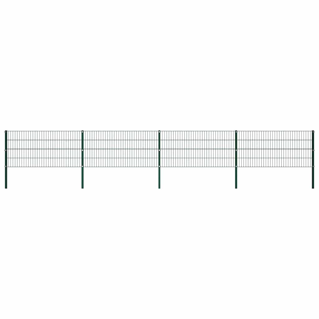 Fence Panel with Posts Iron 349x80 cm Green 694.5 cm