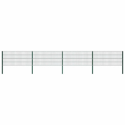 Fence Panel with Posts Iron 349x80 cm Green 694.5 cm