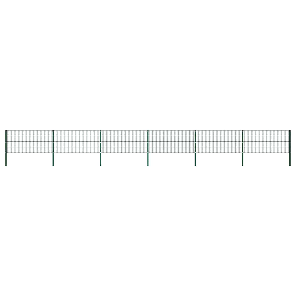 Fence Panel with Posts Iron 349x80 cm Green 1040 cm