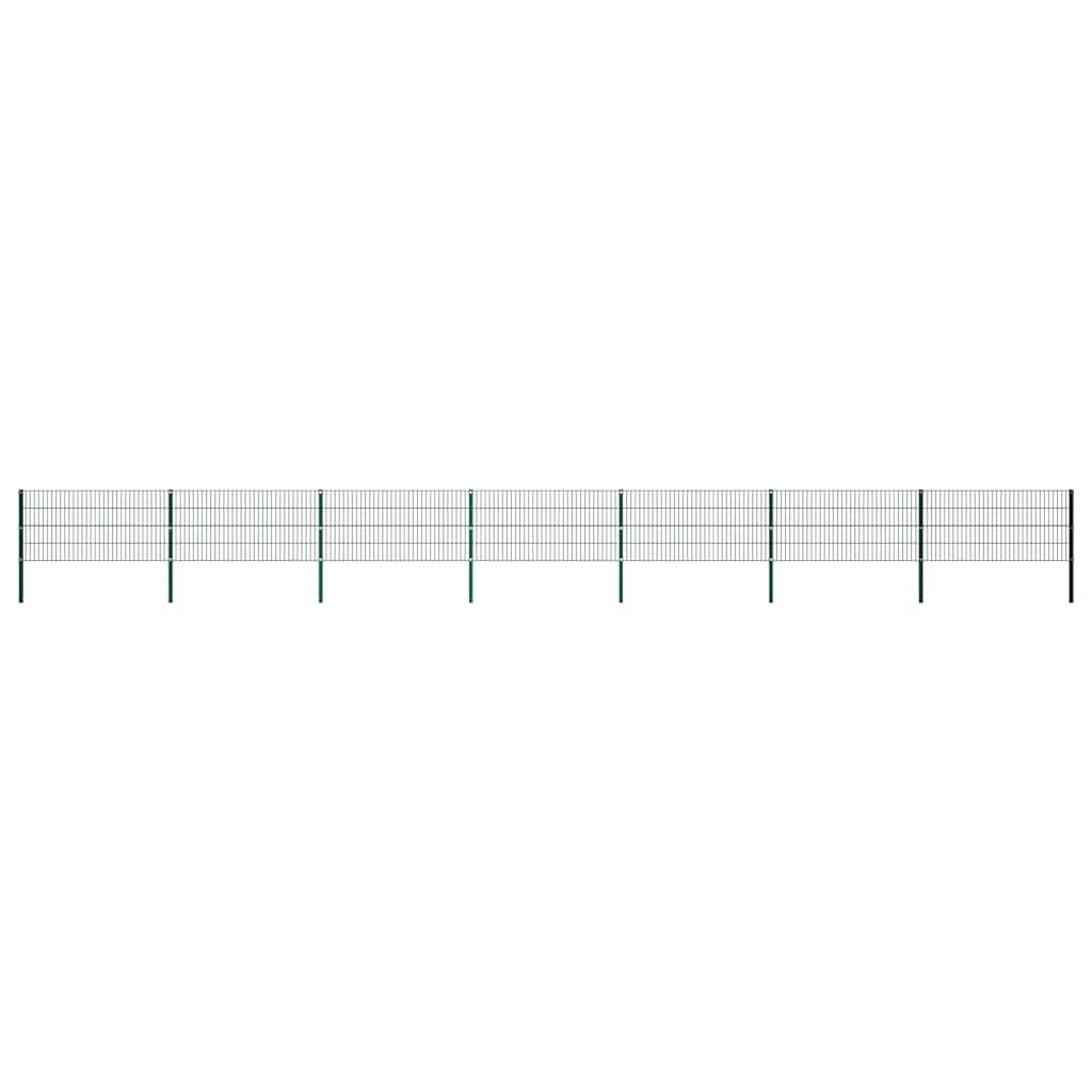 Fence Panel with Posts Iron 349x80 cm Green 1212 cm