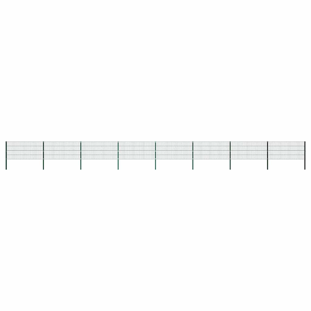 Fence Panel with Posts Iron 349x80 cm Green 1385 cm