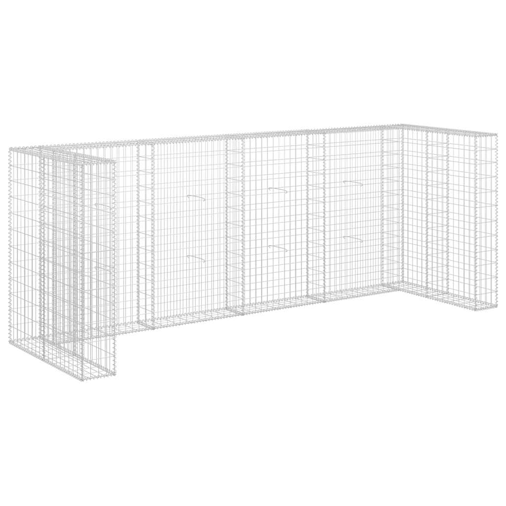 vidaXL Gabion Wall for Garbage Bins Galvanised Steel 320x100x120 cm 2