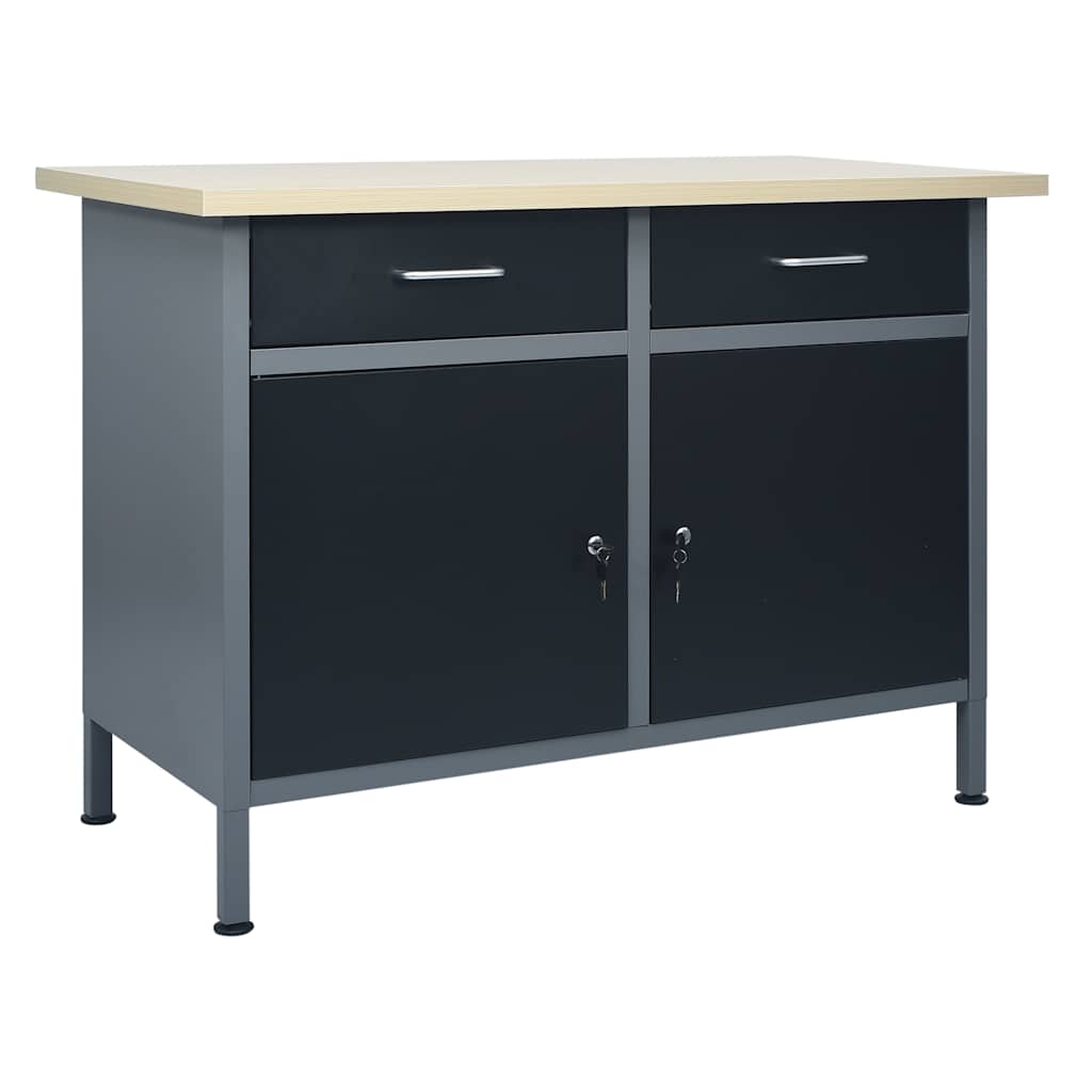 145346 vidaXL Workbench Black 120x60x85 cm Steel 1