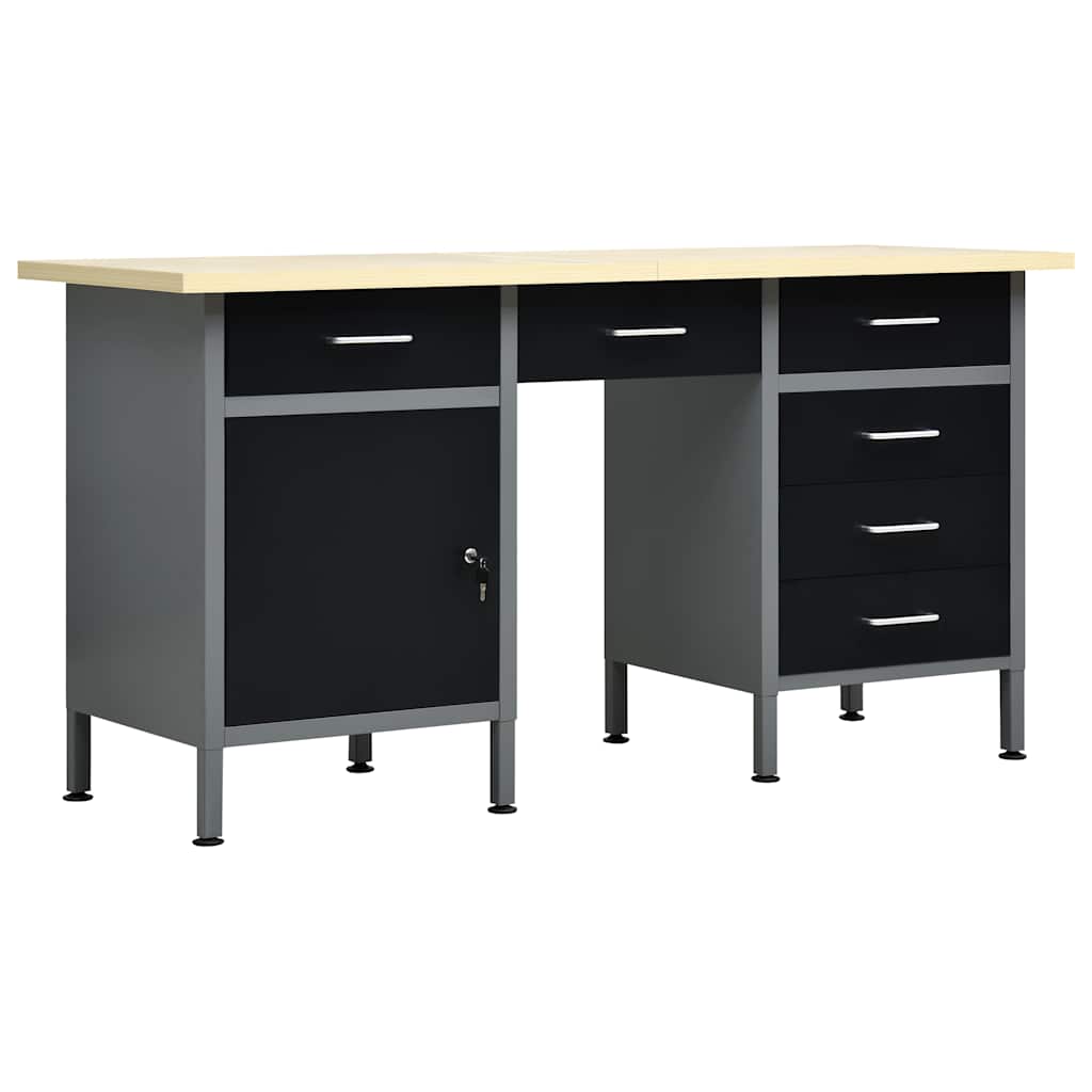 145347 vidaXL Workbench Black 160x60x85 cm Steel 1