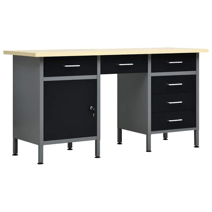 145347 vidaXL Workbench Black 160x60x85 cm Steel 1