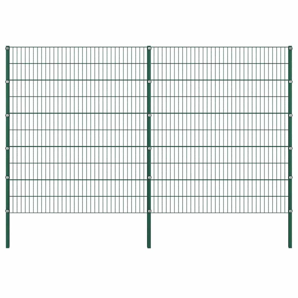 vidaXL Fence Panel with Posts Iron 349x200 cm Green 1
